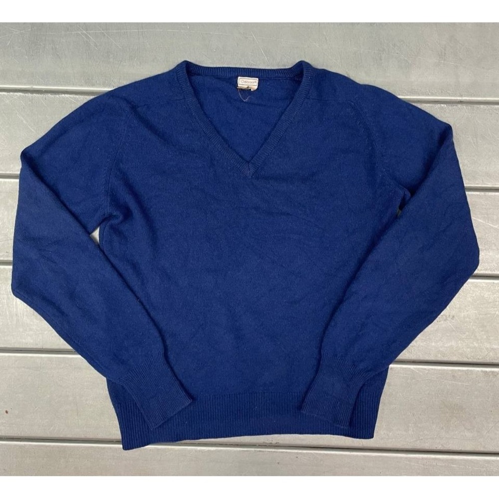 100% Cashmere V-Neck Sweater - Blue